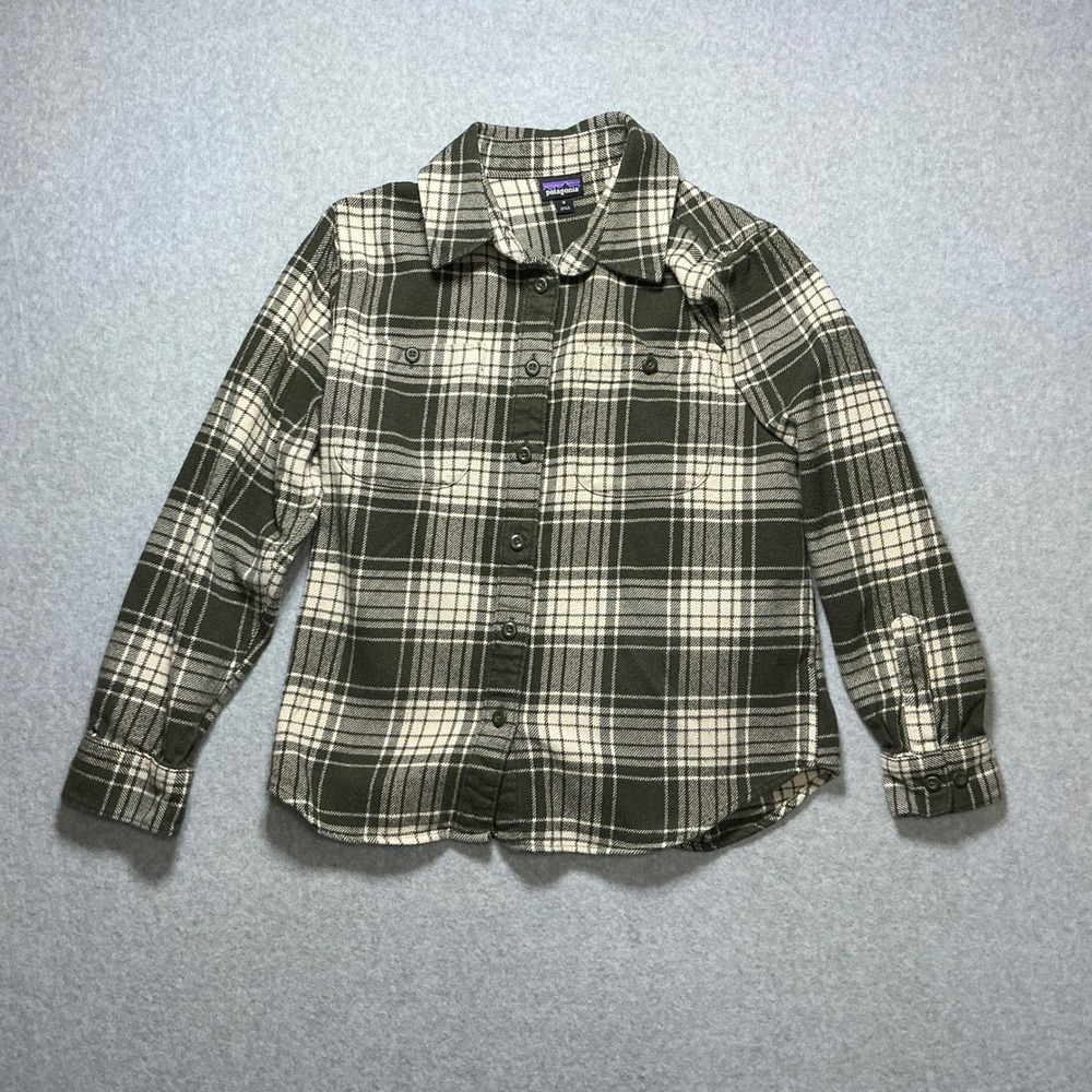 Patagonia Womens Long Sleeve Plaid Flannel Shirt Olive Green Size M